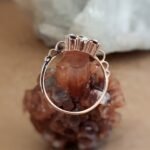 Vintage 9 karaat rose gouden ring met granaatjes en parels in uniek design
