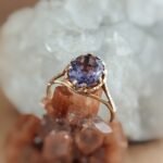 Vintage ring massief goud 9 karaat met grote amethist
