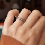 Vintage stacking ring massief goud 9 karaat met tanzaniet