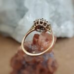 Vintage cluster ring massief goud 9 karaat met robijn en diamant