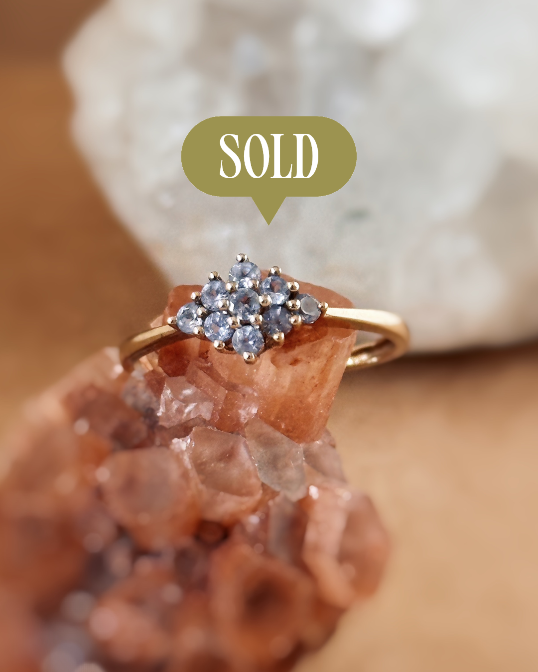 Vintage ring massief goud 9 karaat met tanzaniet