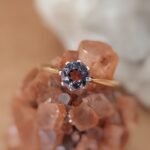 Vintage 9 karaat massief gouden solitaire ring met amethist