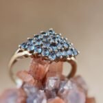 Vintage 9 karaat massief gouden cluster ring met lila tanzaniet