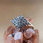 Vintage 9 karaat massief gouden cluster ring met lila tanzaniet