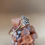 Vintage 9 karaat massief gouden cluster ring met lila tanzaniet