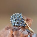 Vintage 9 karaat massief gouden cluster ring met lila tanzaniet