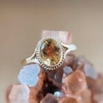 Vintage 9 karaat massief gouden solitaire ring met citrien