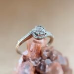 Vintage 9 karaat massief gouden cluster ring met diamanten