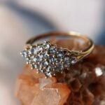 Vintage 9 karaat massief gouden cluster ring met lila tanzaniet