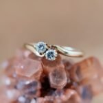 Vintage 9 karaat massief gouden toi et moi ring met twee diamanten