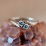 Vintage 9 karaat massief gouden toi et moi ring met twee diamanten