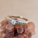 Vintage 9 karaat massief gouden ring met diamanten