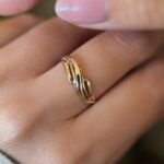 vintage 9k gold swirl band ring worn on hand