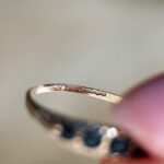 Close-up of English hallmarks inside a vintage 9 carat gold ring