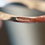Close-up of English birmingham hallmarks inside a vintage 9 carat gold ring