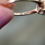 Close-up of English hallmarks inside a vintage 10 carat gold ring