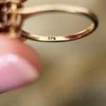 Close-up of 375 hallmark inside a vintage 9 carat gold ring